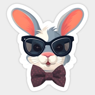 Dapper Bunny in a Bow Tie and Sunglasses Sticker